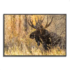 "Black Antler Moose" Framed Wall Art, Landscape Home Decoration Giclee Print Wall Art for Living Room, Bedroom & Farmhouse Wall