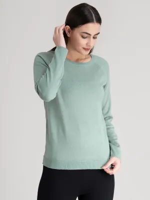 Raglan Sleeve Knit Sweater - Sap Green