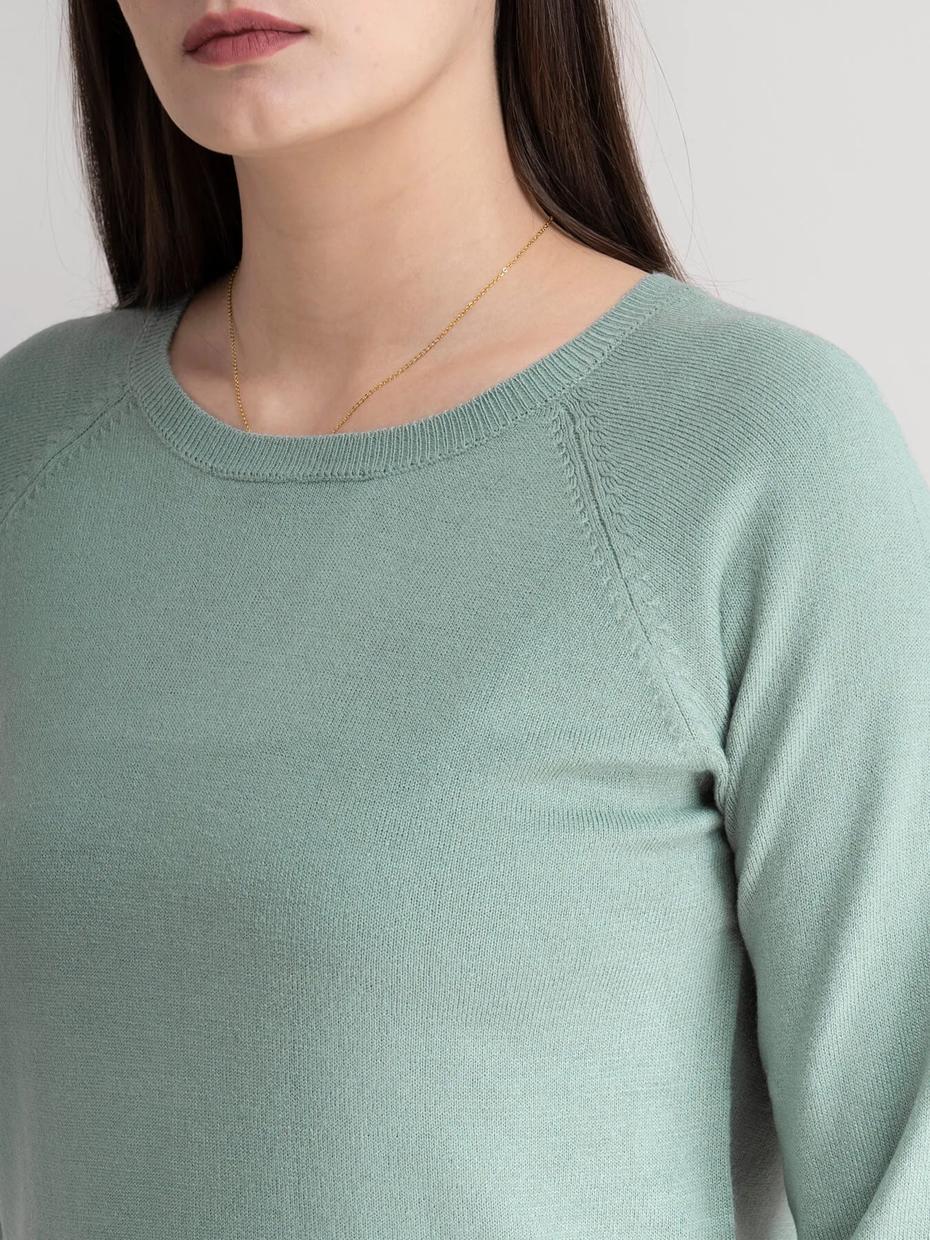 Raglan Sleeve Knit Sweater - Sap Green