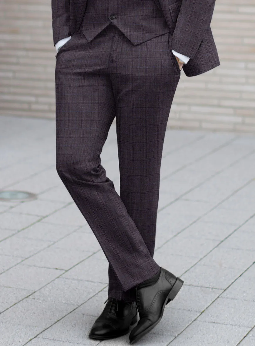 Reda Haze Purple Checks Wool Suit