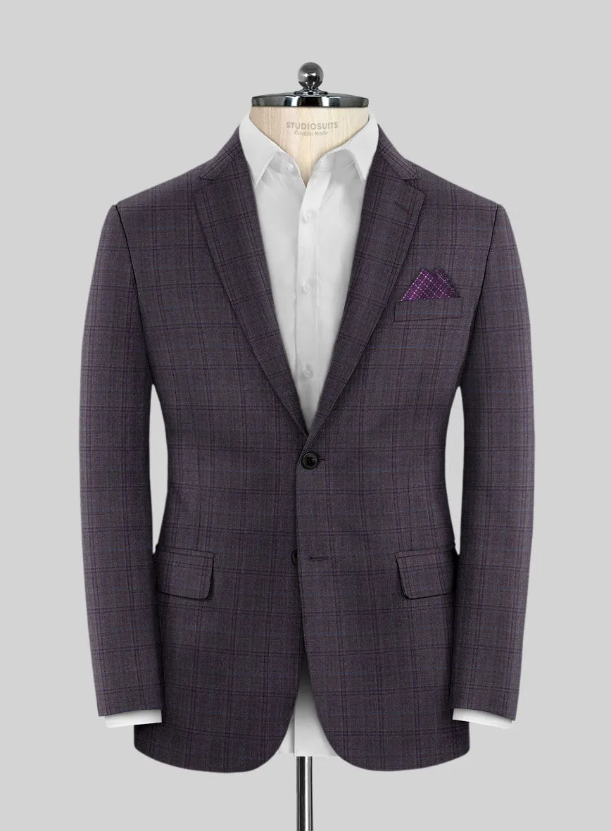 Reda Haze Purple Checks Wool Suit