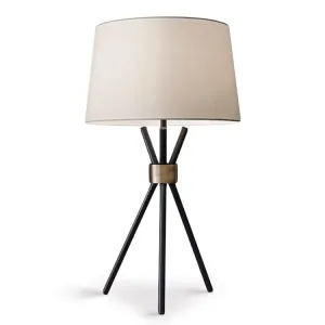 SARANTINO METAL TRIPOD TABLE LAMP WITH ANTIQUE BRASS ACCENT