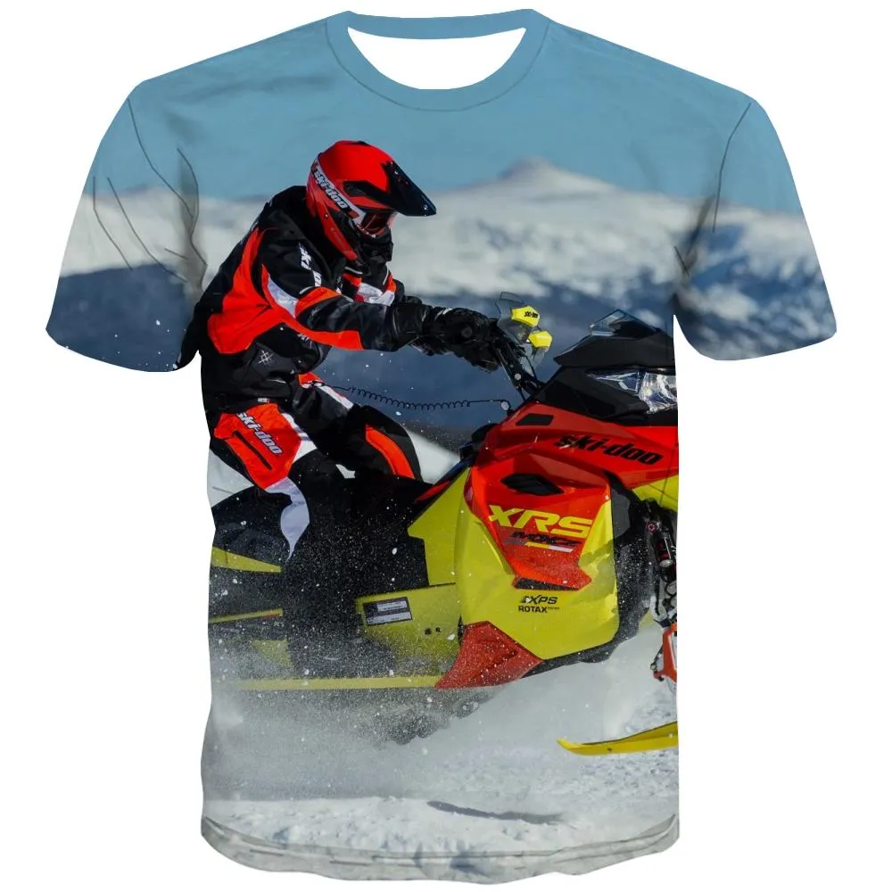 Ski T shirts Men White Tshirts Novelty Movement T-shirts 3d Snowfield Tshirt Anime