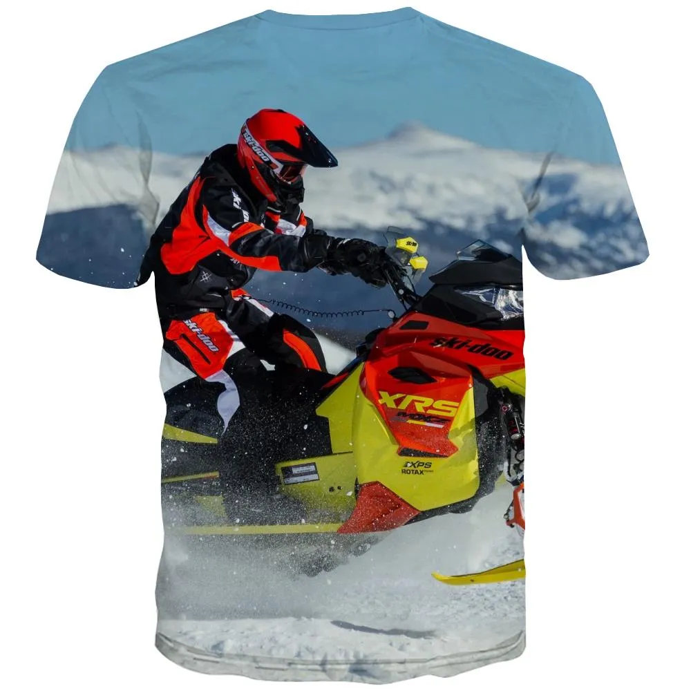 Ski T shirts Men White Tshirts Novelty Movement T-shirts 3d Snowfield Tshirt Anime