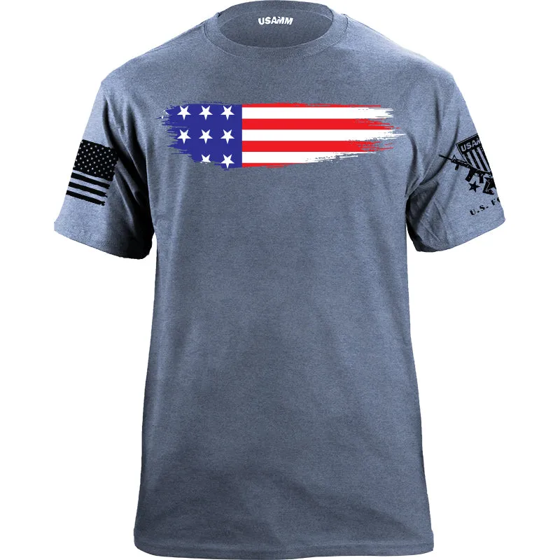 Skinny Horizontal Paint Swatch American Flag Tshirt