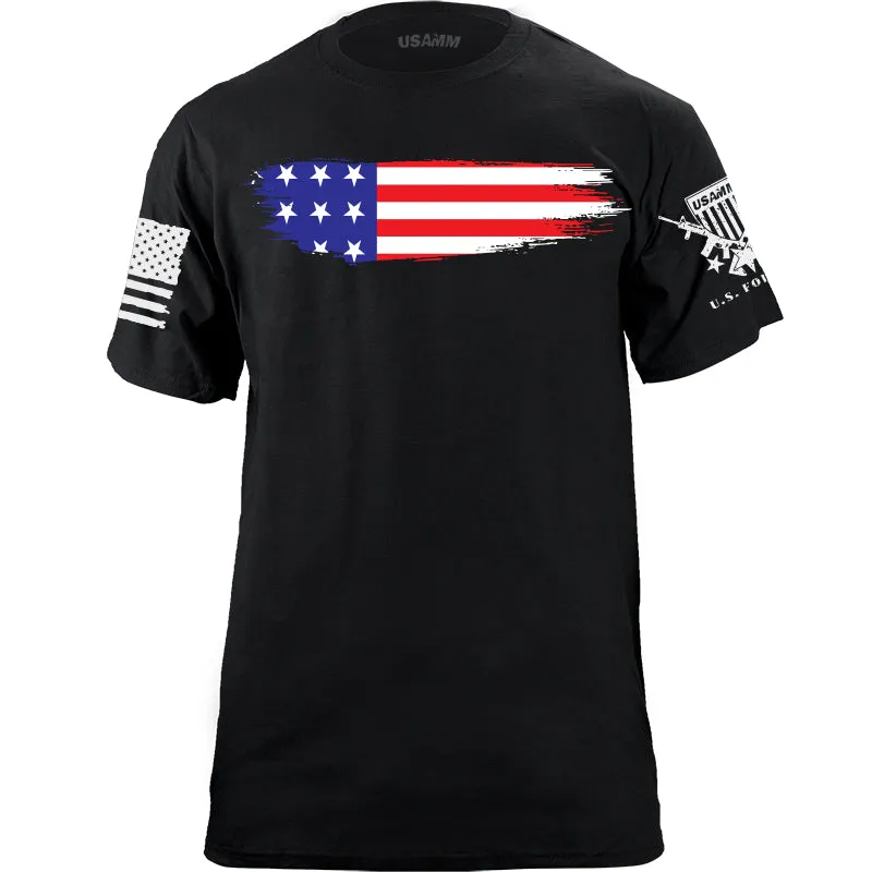 Skinny Horizontal Paint Swatch American Flag Tshirt