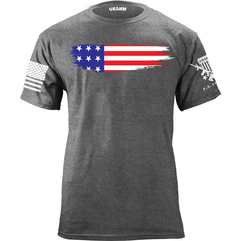 Skinny Horizontal Paint Swatch American Flag Tshirt