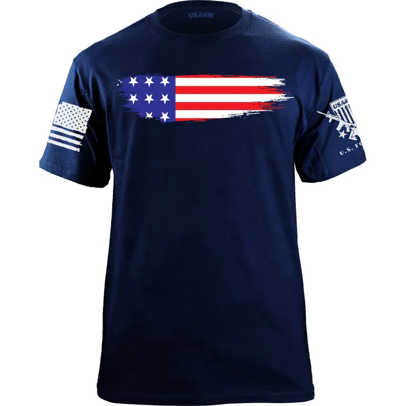 Skinny Horizontal Paint Swatch American Flag Tshirt