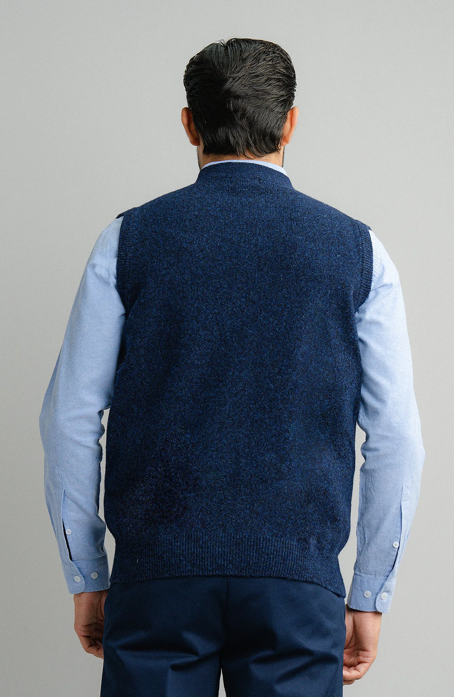 Sleeve-Less Cardigan - Navy Blue