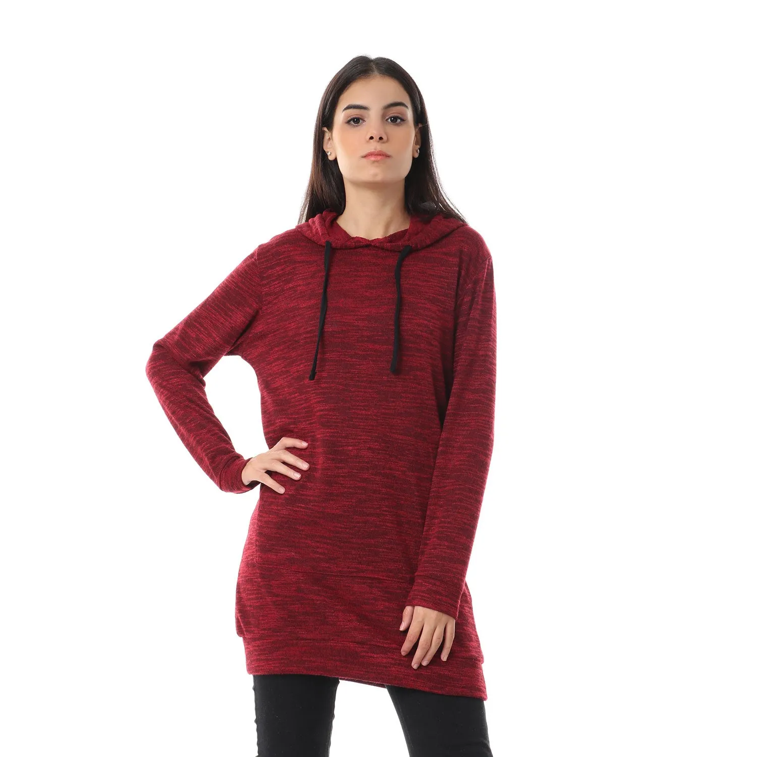 Slip On Knitted Long Hoodie - Kady