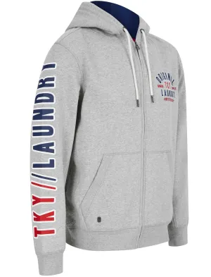 Spark Zip Through Hoodie With Sleeve Detail In Light Grey Marl - Tokyo Laundry