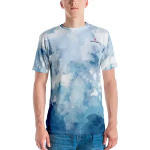 Tie Dye Blue Men's T-shirt, Abstract Sky Blue Luxury Tee For Me-Made in USA/EU/MX (US Size: XS-2XL)