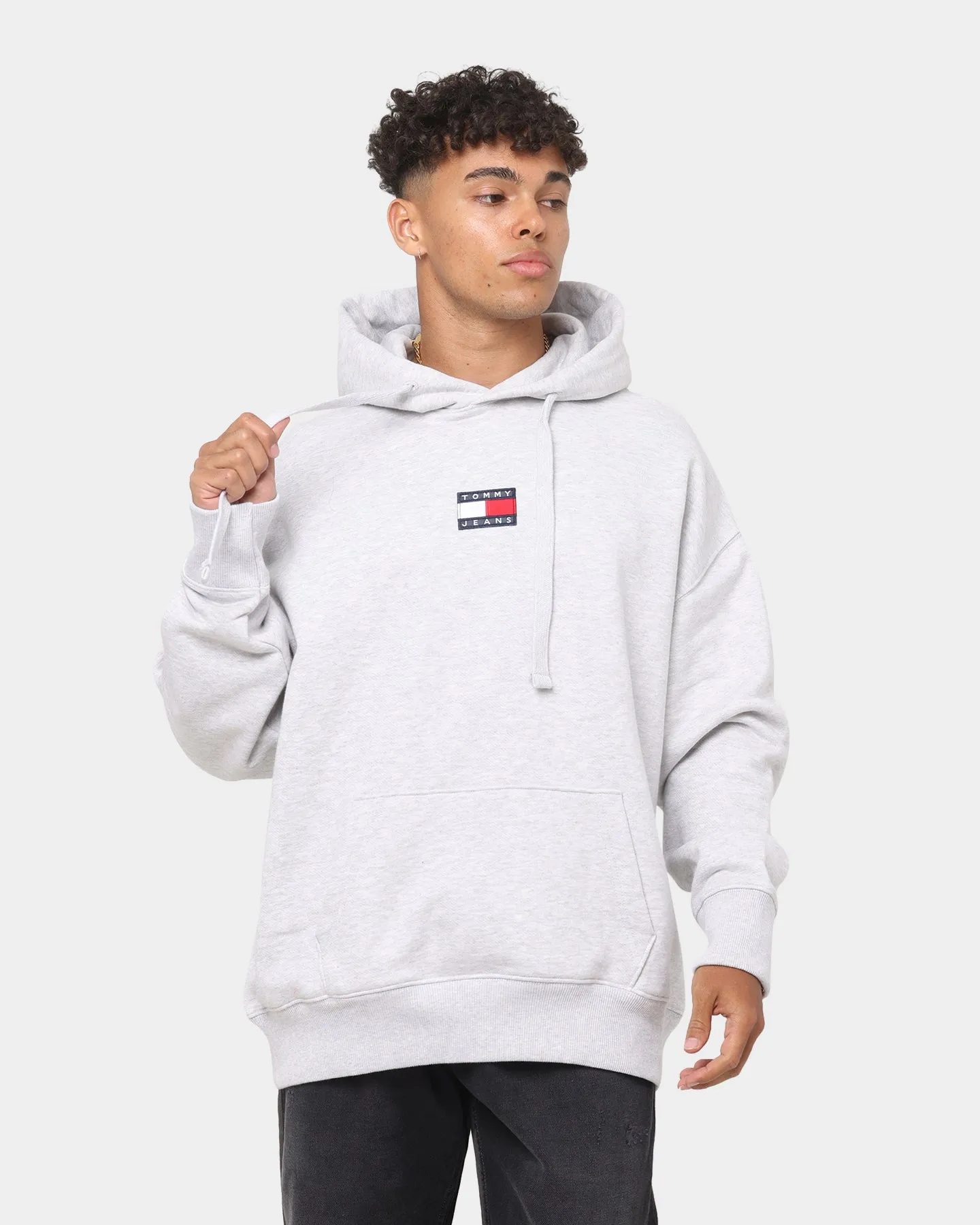 Tommy Jeans Tommy Badge Hoodie Silver Grey Heather