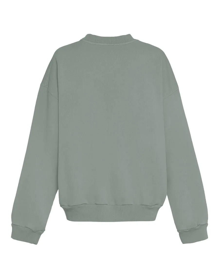 Women's Fleece Sweat Shirt Crew Neck-Sea Green